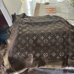 Louis Vuitton Monogram Fringed Shawl - Brown with Tan Monogram